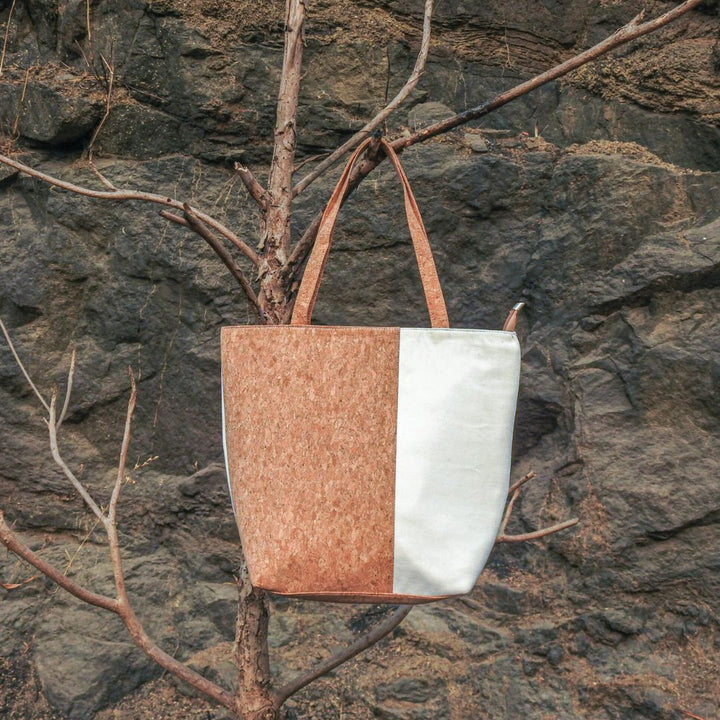 Sustainable cork weave handbag vegan design