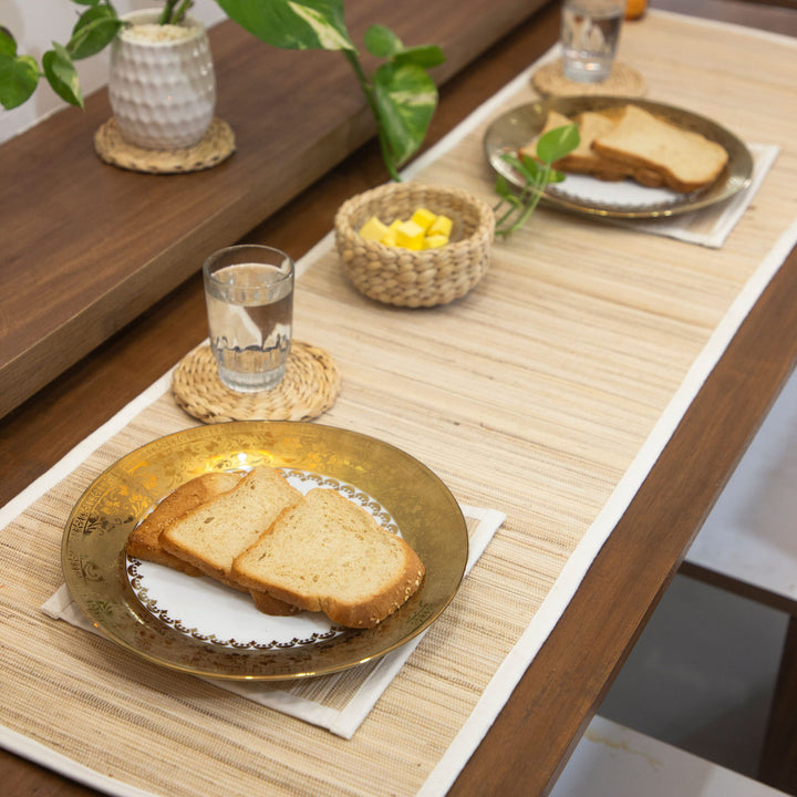 Banana fiber table runner and placemats set – eco-friendly handcrafted dining décor