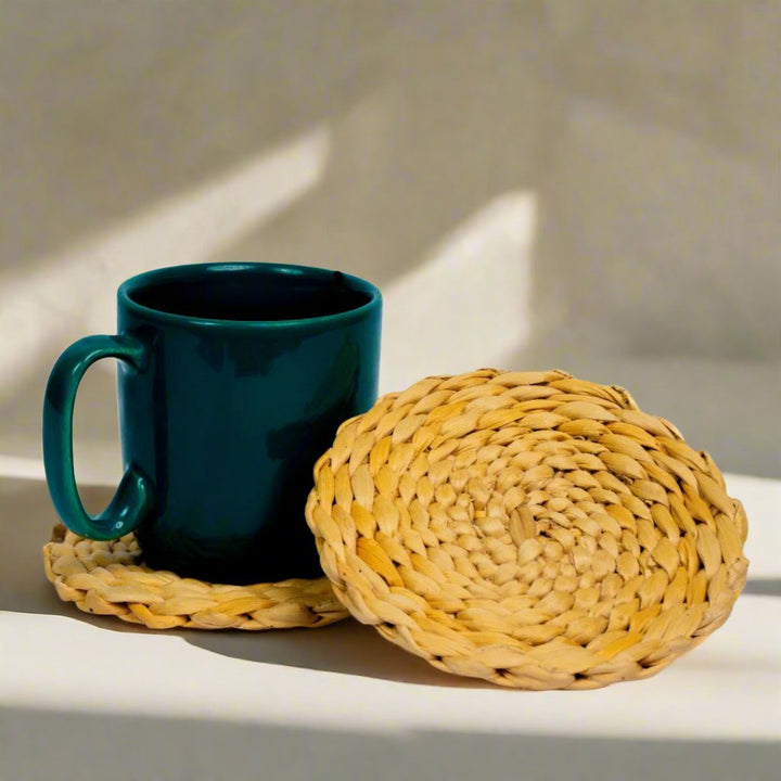 Minimalist eco-friendly coasters handcrafted set of 4