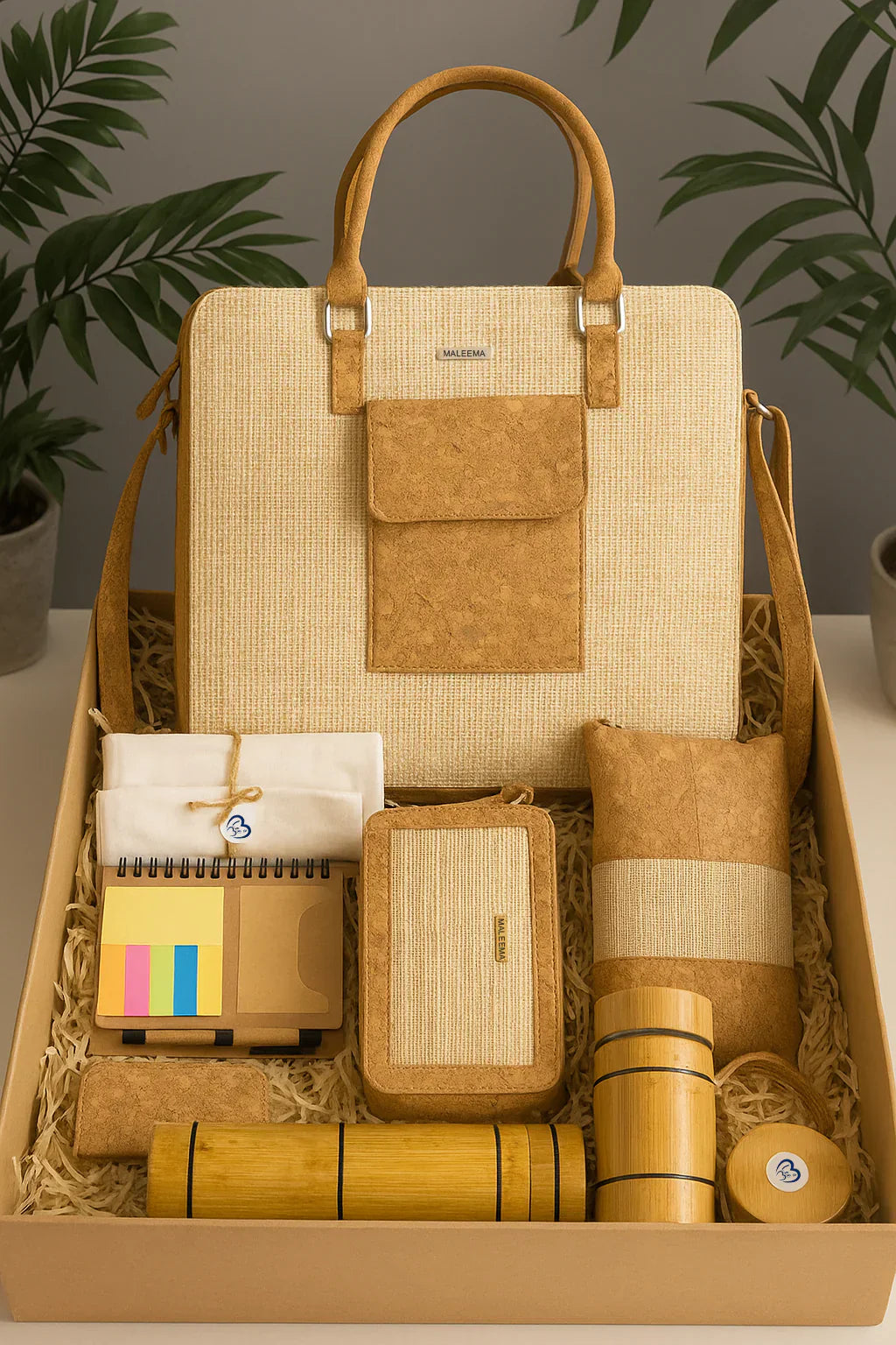 An overview of MaLeeMa’s sustainable corporate gift hampers, rakhi gifts, diwali gift hampers made from banana fiber and eco-materials, with a focus on impact, elegance, and conscious gifting.