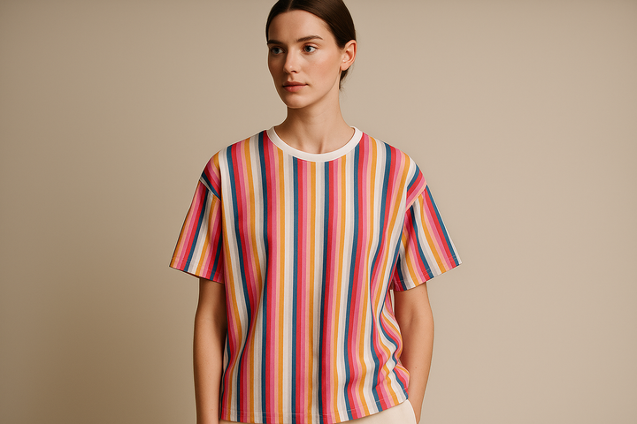 Unisex sustainable striped t-shirt made from natural eco-friendly fabric – gender-neutral, breathable and conscious wear