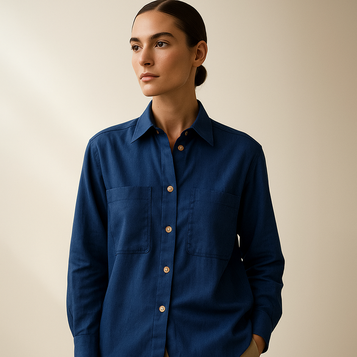 Weavers Handloom womens Shirt | Blue