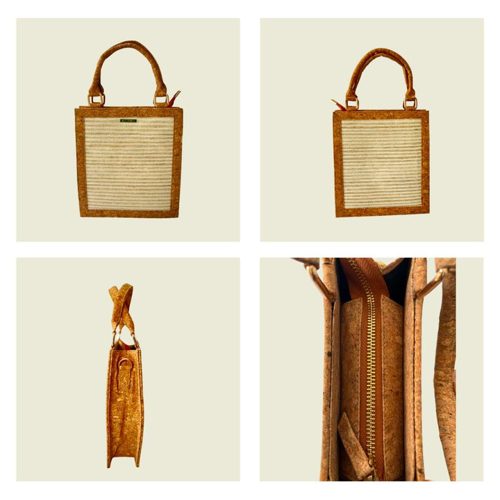 Banio Nova Rectangular Bag made from natural fibres, eco friendly sustainable tote with sleek rectangular design.