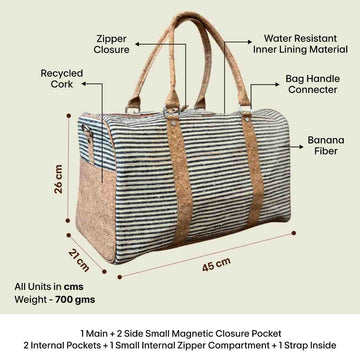 MaLeeMa Banio Voyager travel bag made from sustainable natural fibres, eco-friendly spacious carry bag