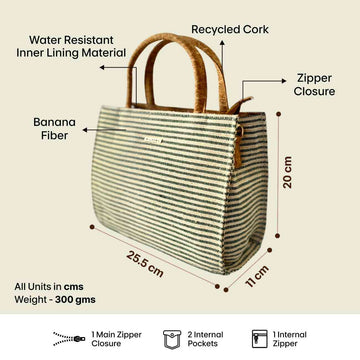 MaLeeMa Banio Mini Tote made from natural fibres, eco friendly compact sustainable tote bag.
