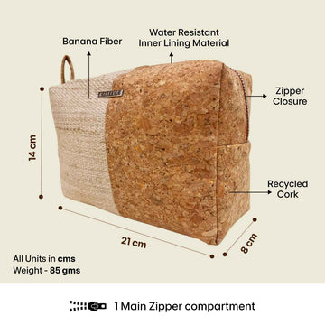 big sustainable travel pouch with zipper
