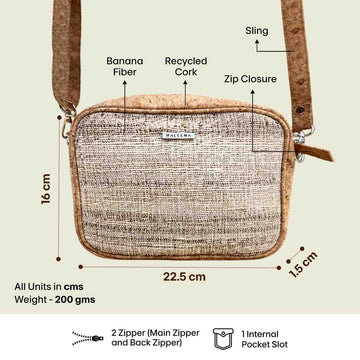 Sling bag by MaLeeMa made from sustainable natural fibres, lightweight and eco friendly everyday sling bag