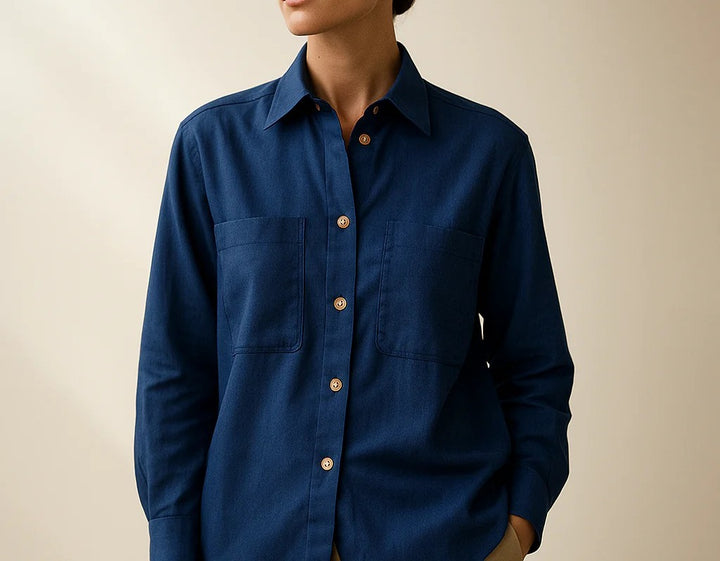 Weavers Handloom womens Shirt | Blue