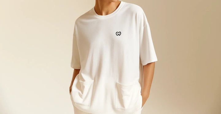Oversized down pocket T-shirts | White