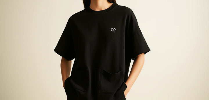 Oversized Down pocket T-shirt | Black