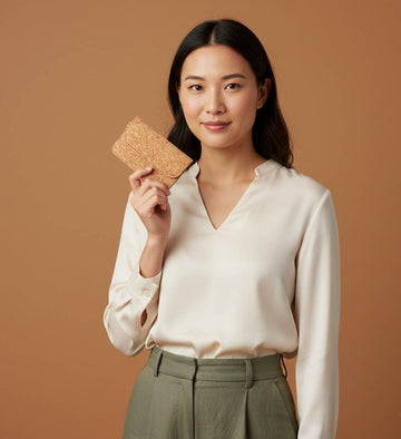 women holding a card wallet