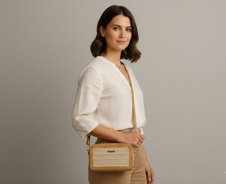 women holding eco friendly sling bag 