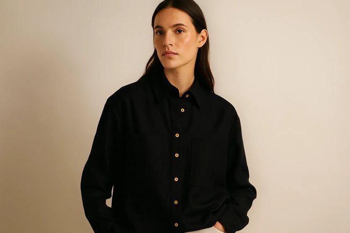 Weavers Handloom womens Shirt | Black
