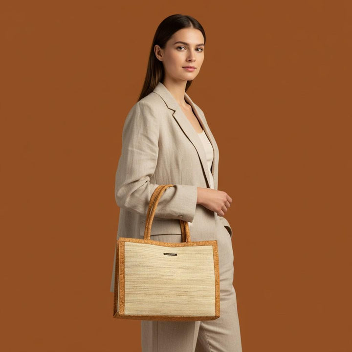 women holding a eco friendly large tote bag