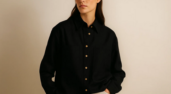 Weavers Handloom womens Shirt | Black